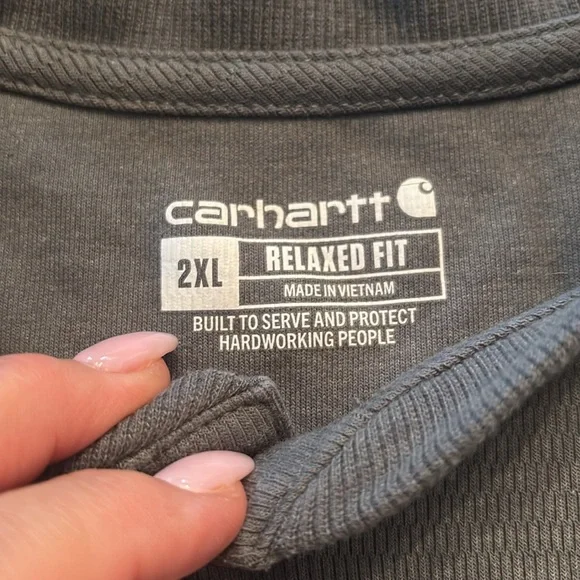 Carhartt Men's Gray Long Sleeve Snap Henley Shirt 2XL - Picture 3 of 4